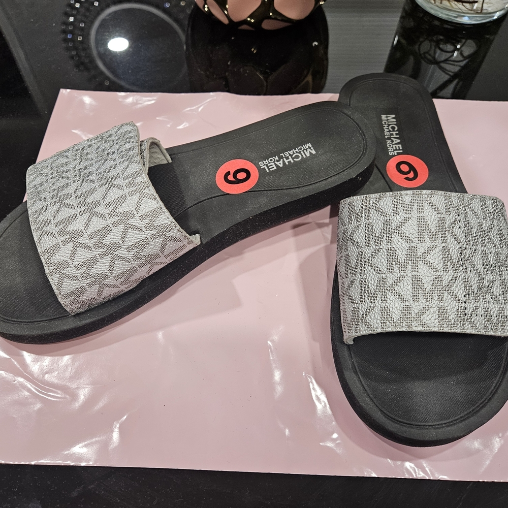 Michael Kors Gray Slide Sandals